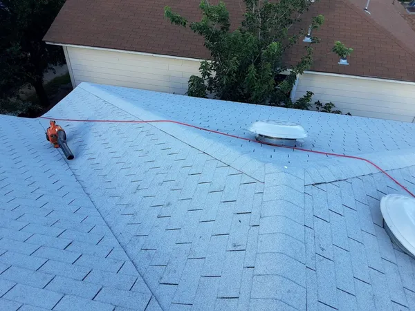 Shingle installation in progress
